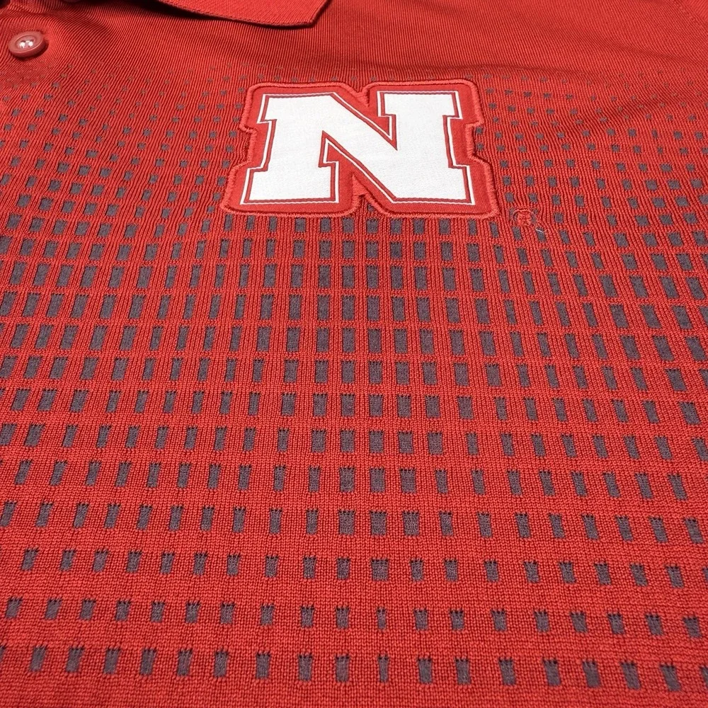 Adidas Nebraska Cornhuskers Polo Shirt Mens XL Red Climalite Performance